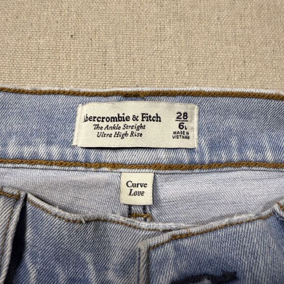 Abercrombie & Fitch Curve Love Ultra High Rise Ankle Straight Jean Sz 28/6 Long - Picture 4 of 7